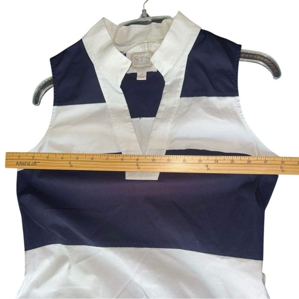▶️ SAIL TO SABLE ◀️ Navy & White Stripes Sheath Dress Size Medium - Picture 10 of 10